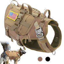 Load image into Gallery viewer, Tactical Dog Harness Military No Pull Pet K9 Harness Vest For Medium Large Dogs Training Hiking Molle Dog Harness With Pouches